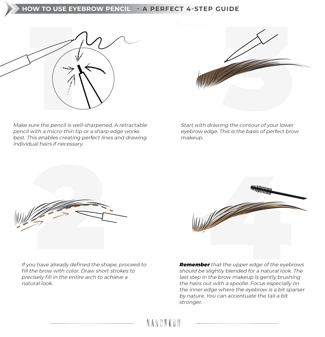 eyebrow pencil makeup step by step